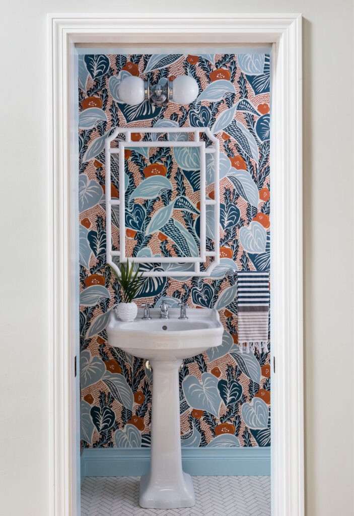 Melrose Powder Room Remodel with Bold Wallpaper
