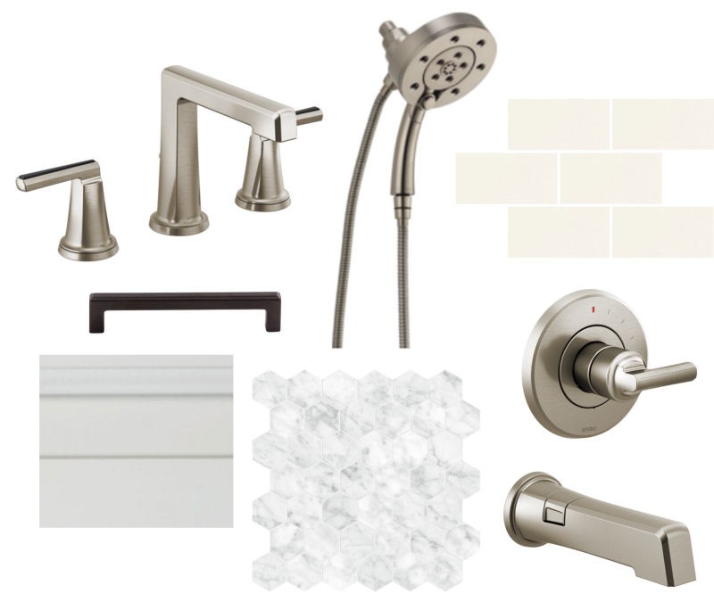 Melrose Gray and White Bathroom Remodel materials selection