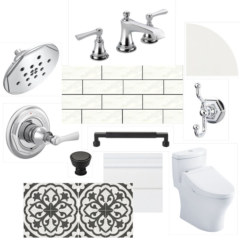Melrose black and white bathroom materials