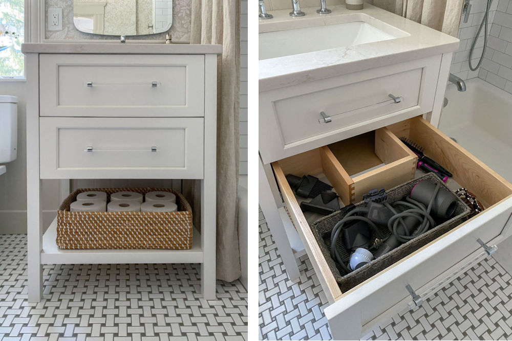 Malden Bathroom Design and Remodel White Console-Style Vanity