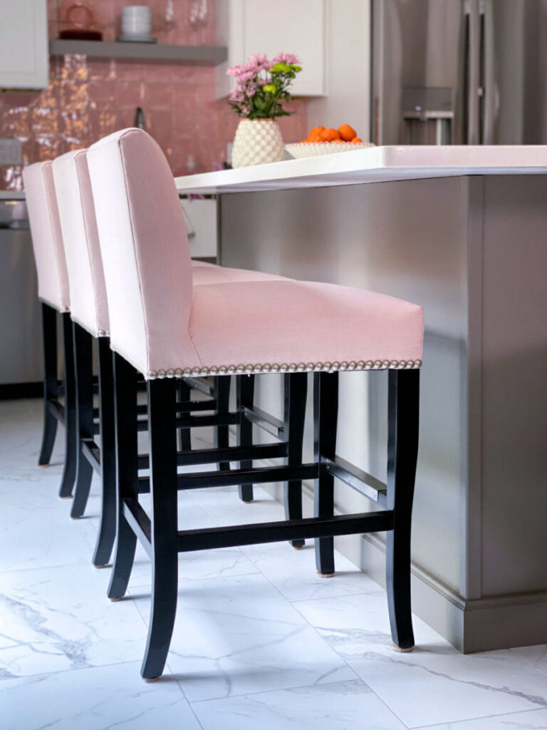 Pink Tile Backsplash Kitchen - McGuire Co Kitchen Bath