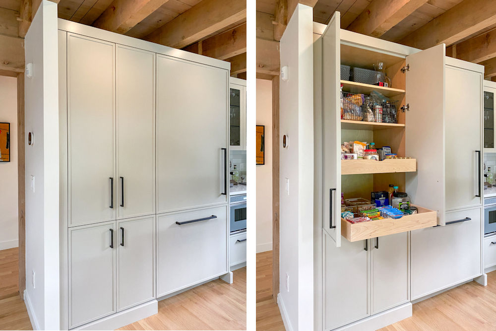 Kitchen Remodeling Project in Post and Beam Kitchen Pantry Cabinet in Peabody MA