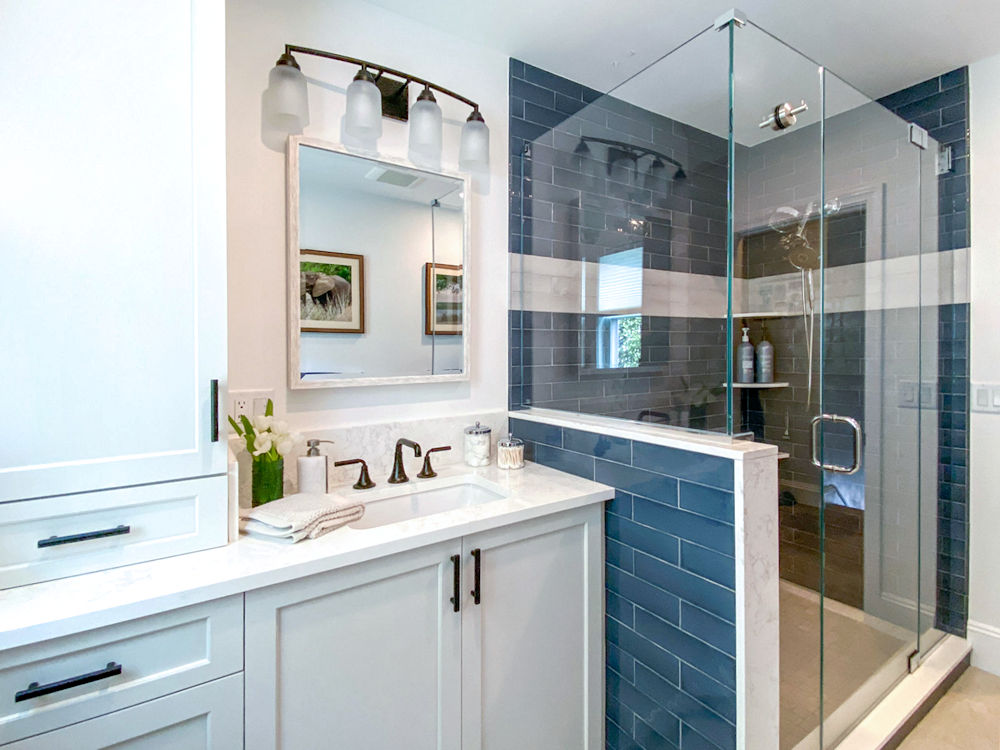 Melrose bathroom remodeling - McGuire + Co. Kitchen & Bath - custom tile shower