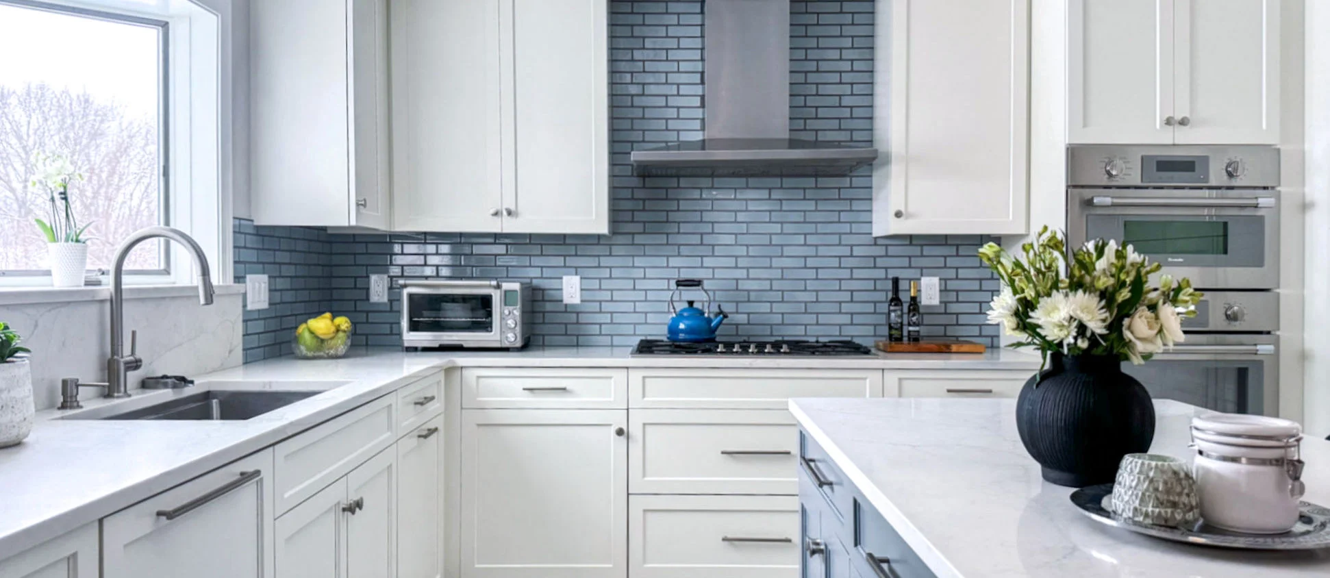 Wakefield kitchen remodel with white cabinets - McGuire + Co Kitchen & Bath Design Build in Wakefield MA