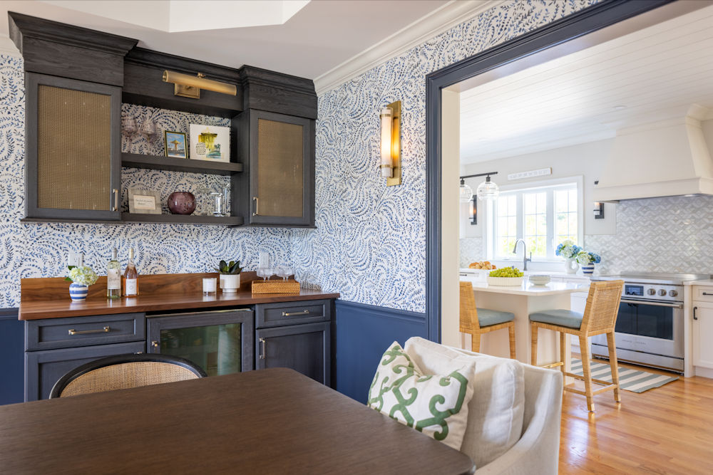 Dining room beverage center in North Reading kitchen remodel