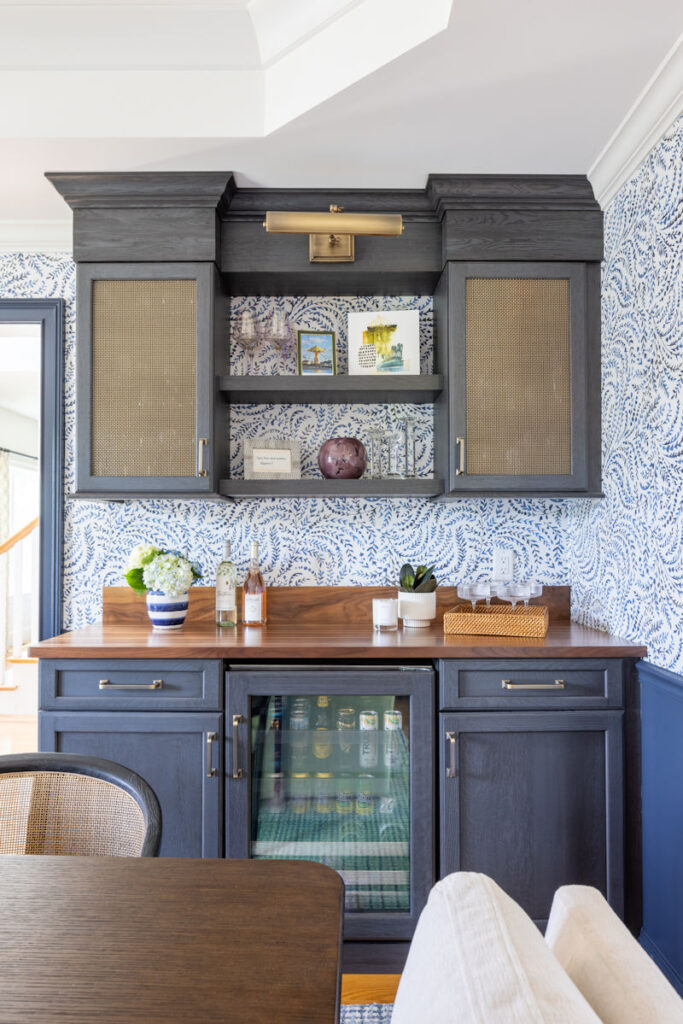 Dining room beverage center in North Reading kitchen remodel