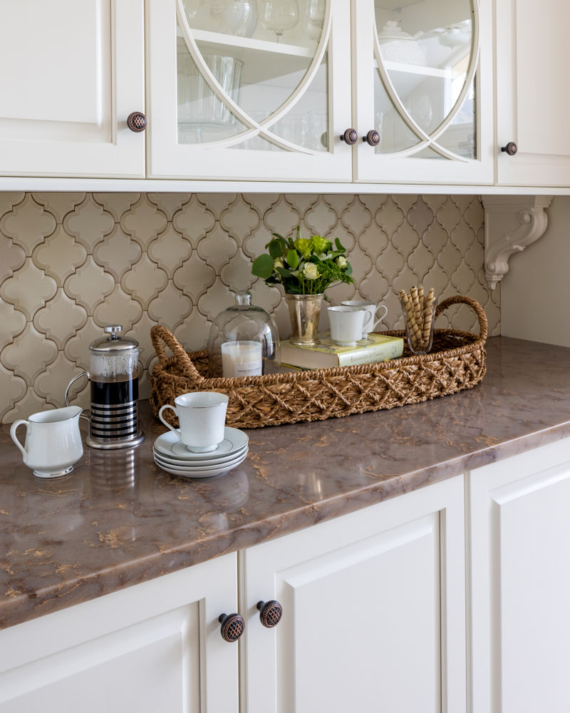 Kitchen design-build remodel in Stoneham MA with buffet serving area