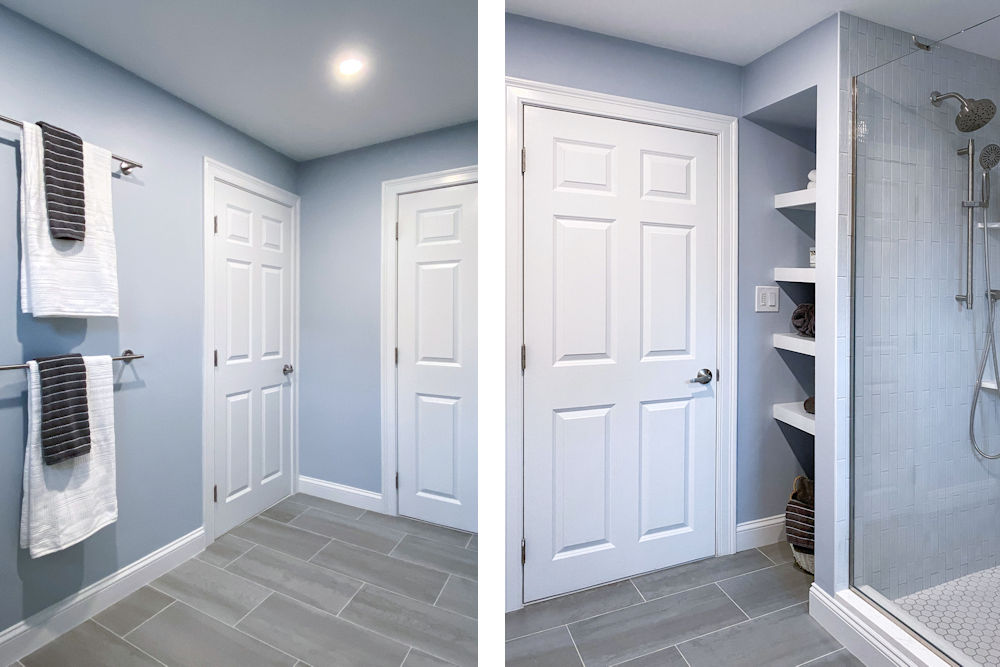 Basement bathroom remodel in Wakefield MA with custom shower