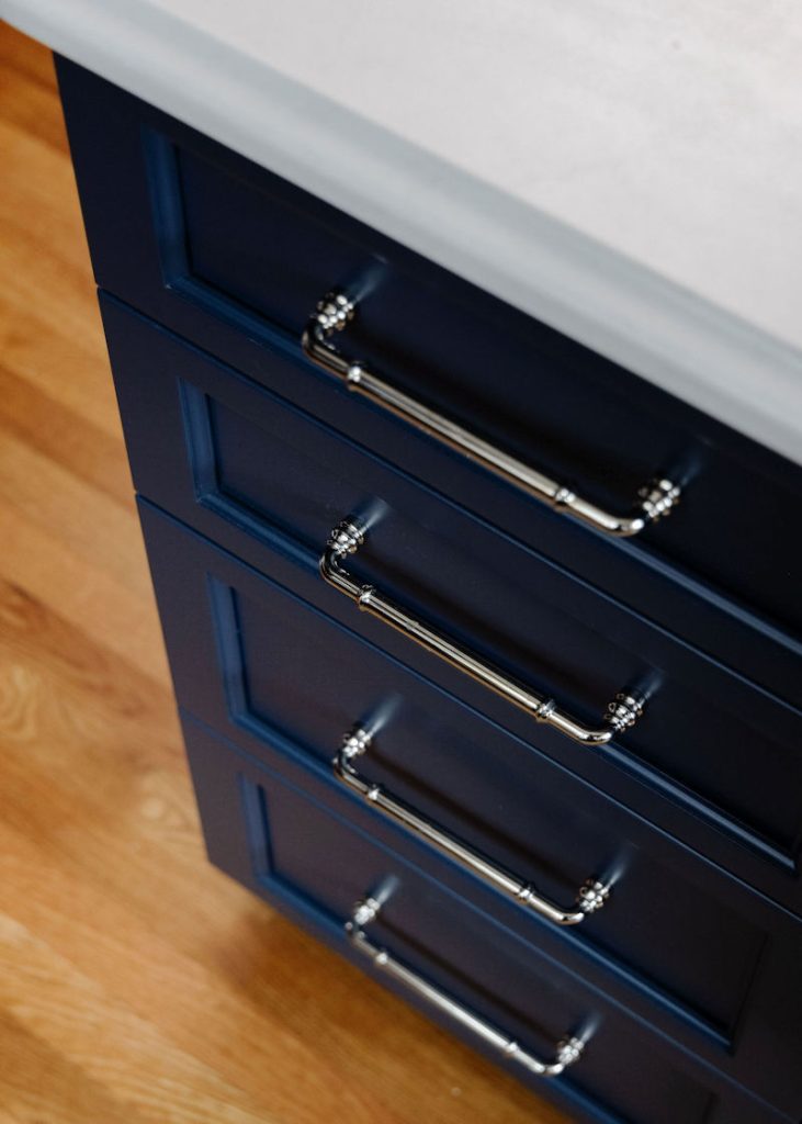 Wakefield victorian kitchen remodel design build project with navy blue cabinetry