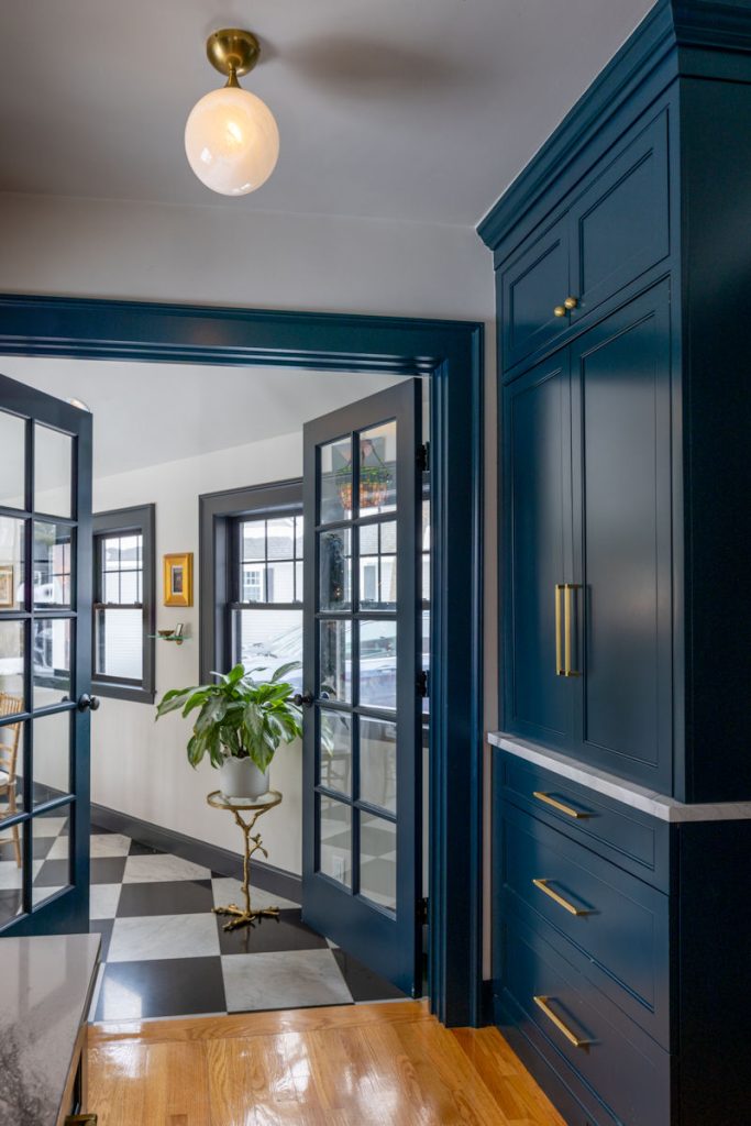 Melrose kitchen design-build remodel with deep blue cabinetry